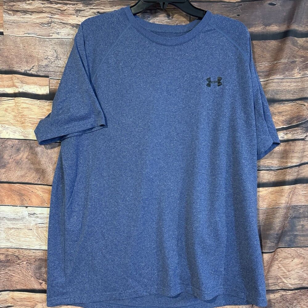 Under Armour HeatGear Shirt Mens XL Blue Heather Loose Fit Performance Gym Tee